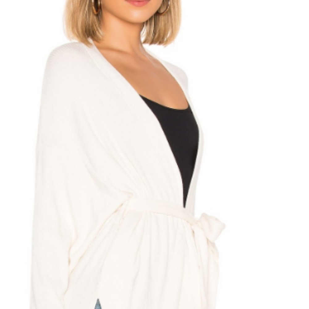 LNA MIDNIGHT SLUB SWEATER CARDIGAN IN IVORY - NWT